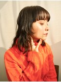 ブラウンセミロングレイヤーワンカール/イルミナカラー/顔まわり