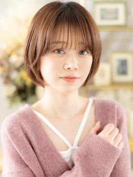 カバーヘアアンドスパ ブリス 浦和(COVER HAIR&SPA bliss) ツヤ感ミルクティーピンク小顔丸みショートTc1浦和20代30代40代