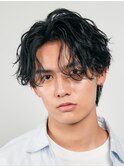 メンズマッシュウルフセンターパートヘアカットシャドウパーマ