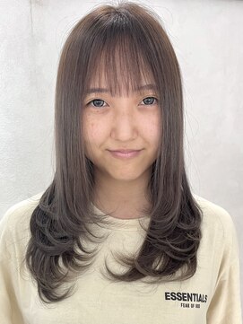 ベルヘアーデザイン 堺東(Belle hair Design) 韓国風顔周りレイヤーカットオリーブグレージュ堺東20代30代40代