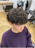 波巻きツイストスパイラルパーマツーブロック刈り上げ