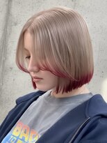 プネル(punel)&nbsp;レッドカラー　裾カラー　ミルクティーグレージュ　ケアブリーチ