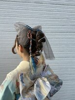 メンズアンドレディース モテナ 水引アレンジ、フィガーエイト風、着物ヘア