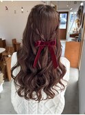 ガーリーハーフアップ〇