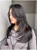 ロング顔周りレイヤー美髪韓国ヘア_ba487871