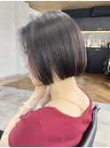 あごライン切りっぱなしボブ　髪質改善カラー　ミニボブ　表参道