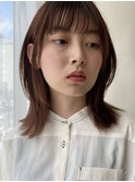 顔まわりレイヤー/透け感バング/くびれミディアム/髪質改善