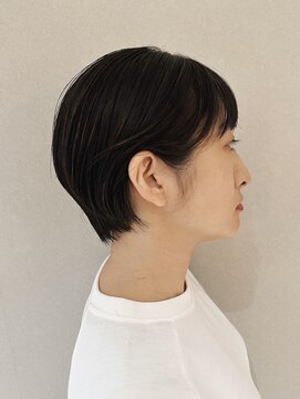 ノラギンザユー(NORA GINZA/U) 丸みショートマッシュコンパクト黒髪ベージュショート前髪あり