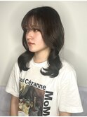 ミディアムくびれ巻き♪グレージュカラー