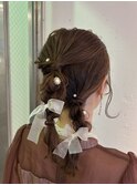 ツイン×編みおろし ヘアアレンジ