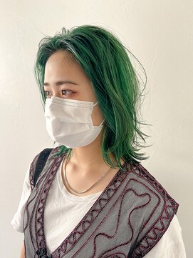 スー 渋谷(suu) グリーンカラー/ダブルカラー/ブリーチ/ウルフ