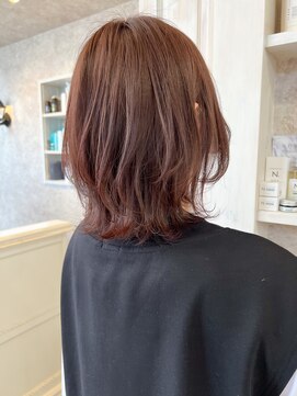 キャアリー(Caary) 福山市美容室Caary人気 ピンクブラウン・ミディアムウルフ