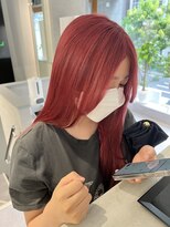 ファイブバイジエクト 堀江(FIVE by The Ect)&nbsp;ストレートミディアムロング赤髪カシスレッドピンクラベンダー◎