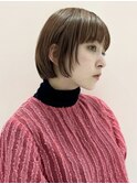 ぱっつん前髪/顔周りレイヤーボブレイヤー/ブラウンベージュ