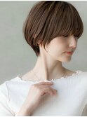 20代30代丸みショート似合わせカットシースルーバングハイライト