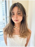 サーフヘアハイライトグラデーション地毛ハイライトカラー海外風