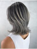 顔周りレイヤーミディアム韓国ヘアおくれ毛_ba524261