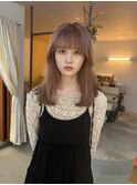 ペールピンク　ピンクベージュ　グラデーションミディ
