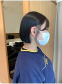 Say.ショートボブブルーカラーインナーカラーデジタルパーマ黒髪