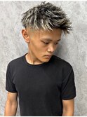金メッシュジェットモヒカンツイストスパイラルパーマフェード