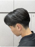 メンズセンターパートニュアンスパーマアップバング