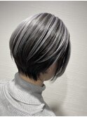 【marshu】グレージュ×ショートハイライト#白髪ぼかしカラー