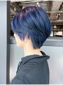 おくれ毛ブリーチデザインカラー韓国ヘアショート_ba559253