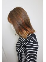 ビアージュ(Viage)&nbsp;:切りっぱなしロブ　:インナーカラー　:オレンジ　:ベージュ