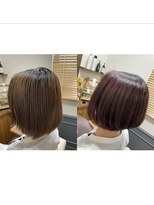 カミケン 清明店(kamiken.)&nbsp;黄色味抑えた暖色系うるツヤボブ【カミケン清明店】