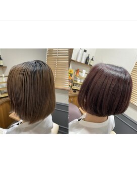 カミケン 清明店(kamiken.) 黄色味抑えた暖色系うるツヤボブ【カミケン清明店】