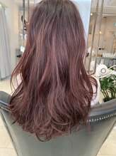 ブリーチなしのピンクカラー/透明感カラー