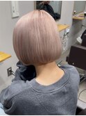 ミルクティーグレージュカラー切りっぱなしボブダブルカラー横浜