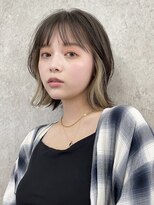 サンク 原宿 表参道(cinq) インナーカラーボブヘーゼルグレージュイヤリングカラーレイヤー