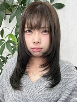 ベルヘアーデザイン 堺東(Belle hair Design)&nbsp;韓国風顔周りレイヤーカットオリーブグレージュ堺東20代30代40代