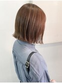 外ハネボブ 切りっぱなしボブ ブラウンベージュ
