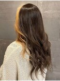 フェイスフレーミング　ハイトーンカラー　艶感　ロングヘア