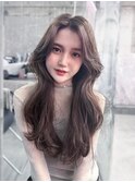 美髪韓国レイヤーイメチェン似合わせチェリーブラウンミニウルフ