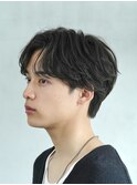 センターパートワンカールパーマニュアンスメンズカット韓国原宿