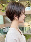 大人可愛い耳掛けマッシュショートボブアッシュブラウン小林