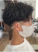 波巻きスパイラルツイストスパイラルパーマツーブロックマンバン
