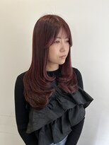 シェノン 西梅田(CHAINON)&nbsp;レイヤーカット/くびれヘア/ピンクカラー/チェリーレッド/カール