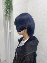 プライズ 表参道原宿店(prize)&nbsp;ネイビーブルー韓国カラーくびれヘアボブ【原宿表参道原宿駅】