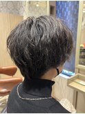 大人男性ナチュラルパーマビジカジ清潔感アッシュブラック