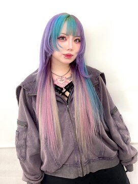 ヘアー アレス(hair ales) ●ラベンダーデザインカラー エクステ ウルフカット