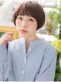 ピンクブラウン艶カラー前下がり小顔ショートa戸頭20代30代40代