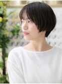 シースルーバング黒髪丸みショート大人ボブb戸頭20代30代40代