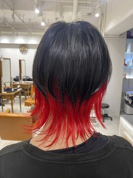 ネイロ 錦糸町(NeiRo) メンズウルフカットユニセックスインナーカラーレッド