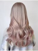 ロング韓国ヘアホワイトブロンド顔周りレイヤー_ba441661