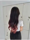 20代30代大人可愛いインナカラー毛先ピンクカラーイヤリング
