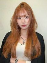 ヴィヴィッド オモテサンドウ(ViViD omotesando)&nbsp;オレンジブラウン シースルーバング ハイレイヤー 韓国ヘア